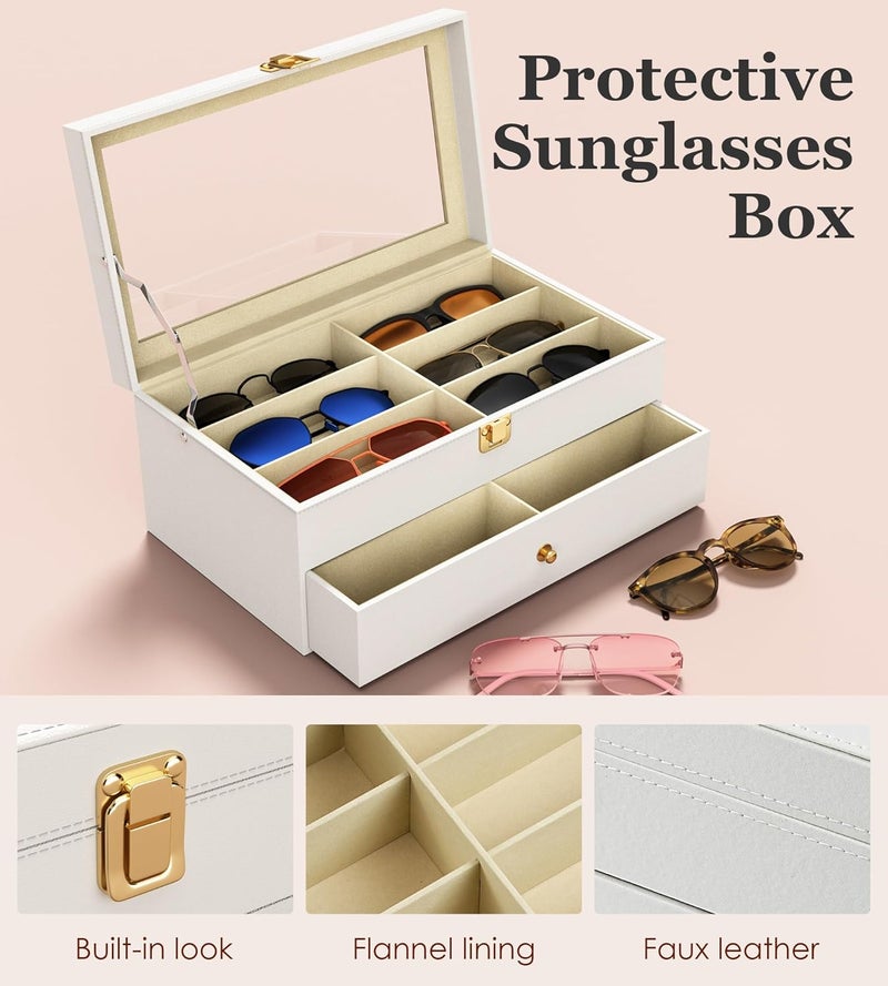 NEWLOOP Store Sunglasses Organizer Multiple Pairs of Glasses Display Case Sunglass Hard Shell Storage Box for Women Men 12/16 Slots - Image 5